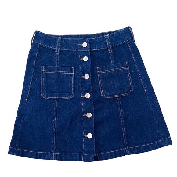 Divided By H&M Denim Jean Mini Skirt Women’s Size 6 Full Button Front - Picture 1 of 6